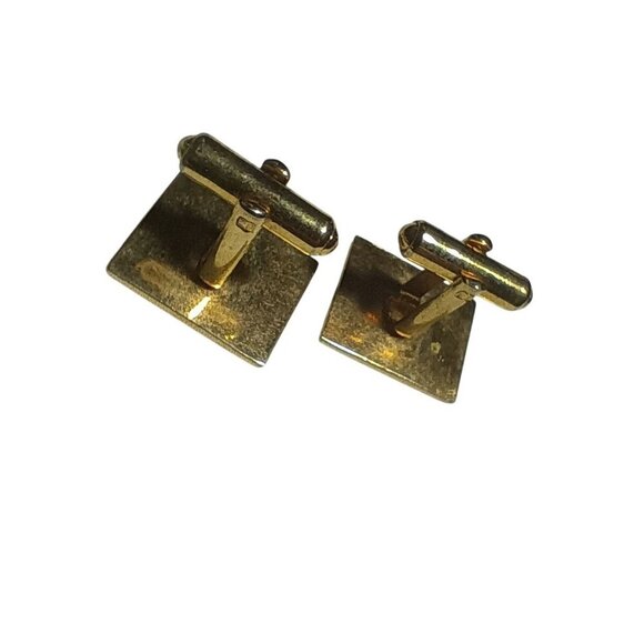 Vtg Estate Mens Goldtone Mid Century Cufflinks Set - Picture 3 of 6